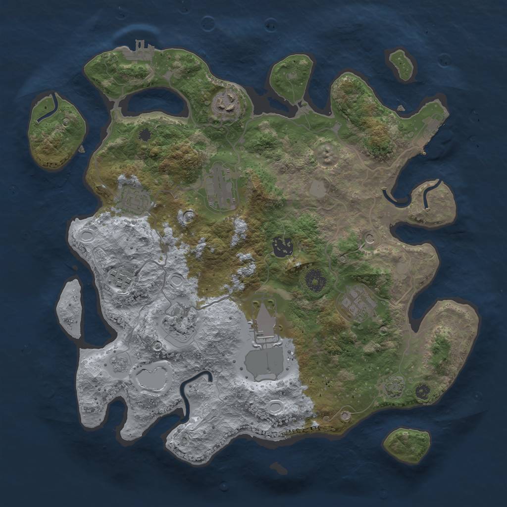 Rust Map: Procedural Map, Size: 3500, Seed: 384877305, 15 Monuments