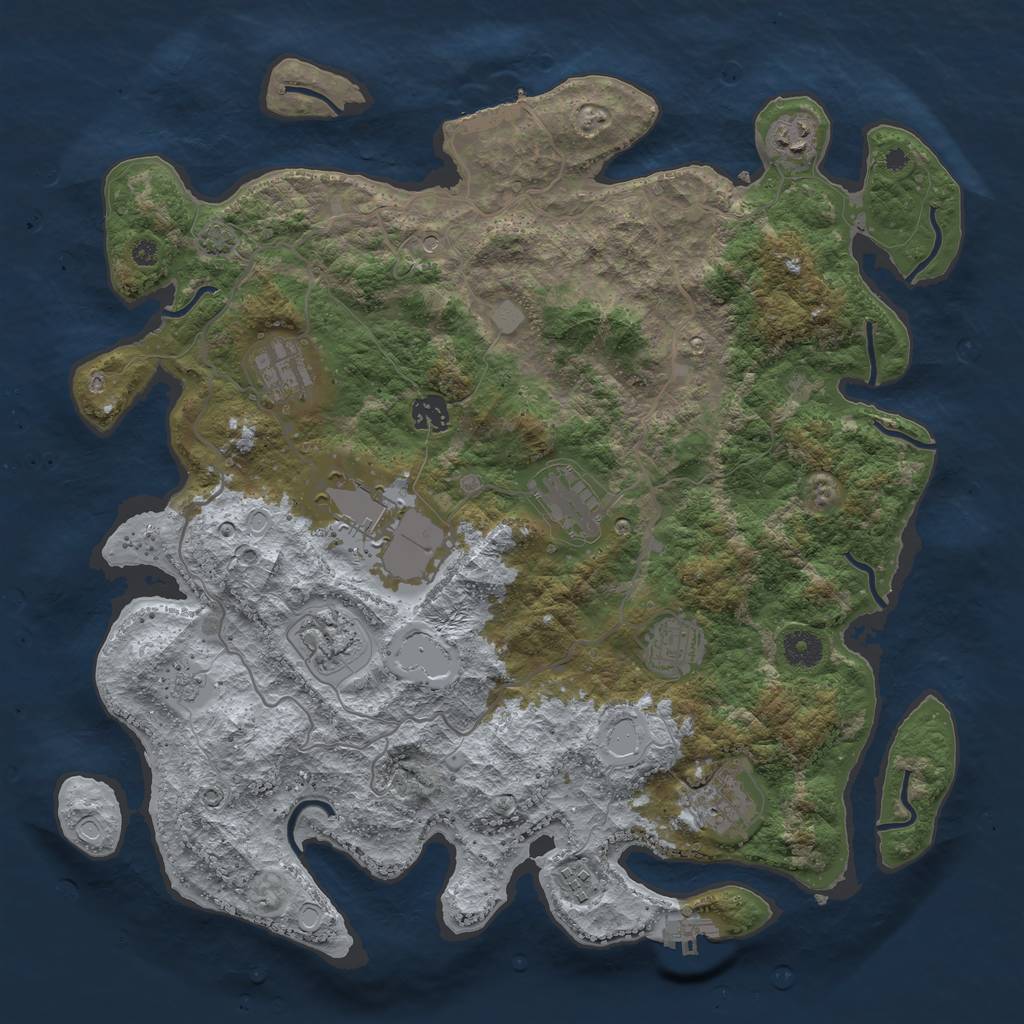 Rust Map: Procedural Map, Size: 4000, Seed: 1287780126, 16 Monuments
