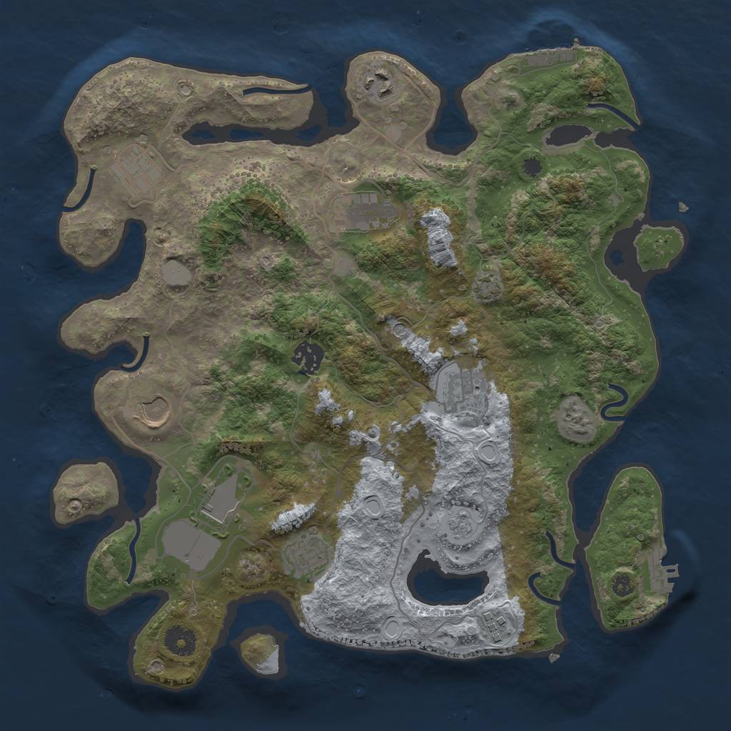 Rust Map: Procedural Map, Size: 3500, Seed: 223946, 17 Monuments