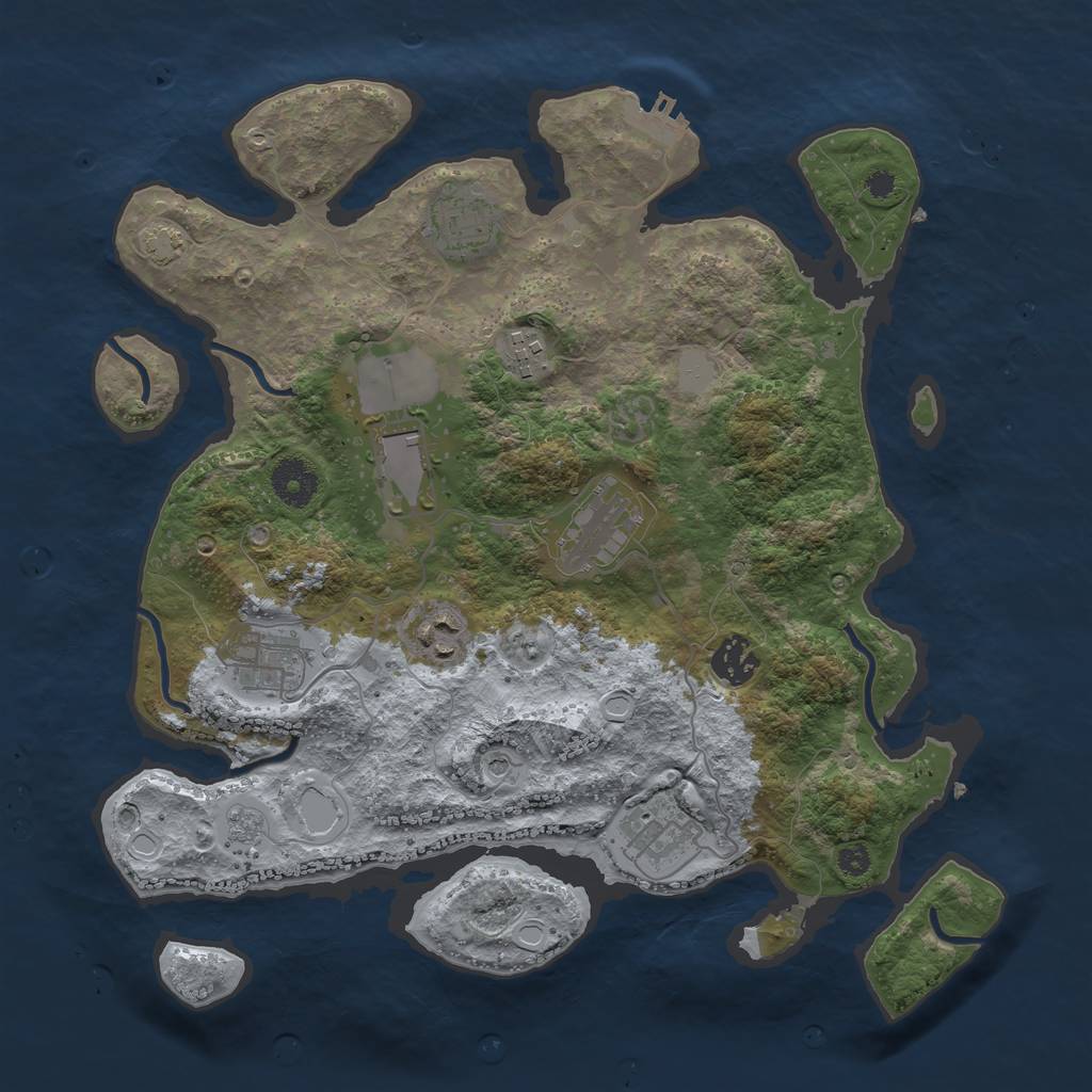 Rust Map: Procedural Map, Size: 3500, Seed: 566797285, 14 Monuments