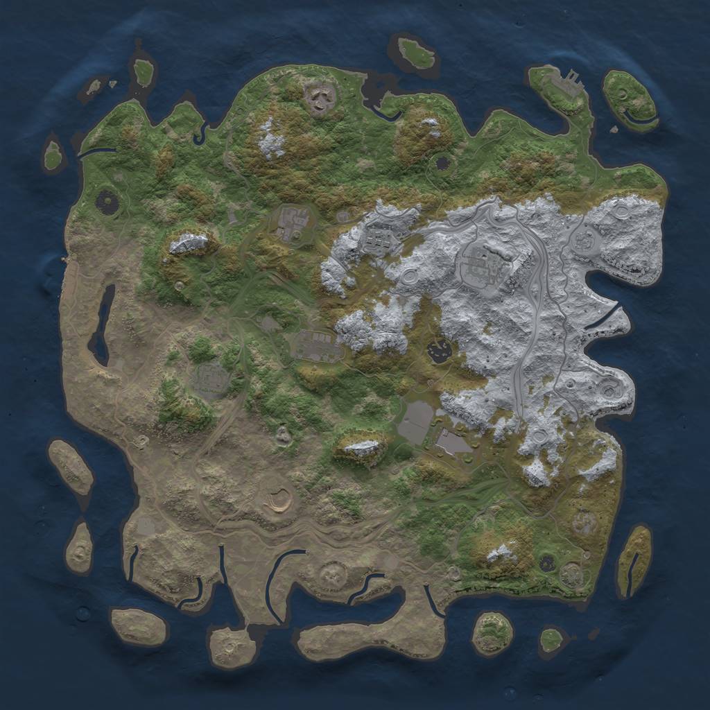 Rust Map: Procedural Map, Size: 4500, Seed: 185523713, 16 Monuments