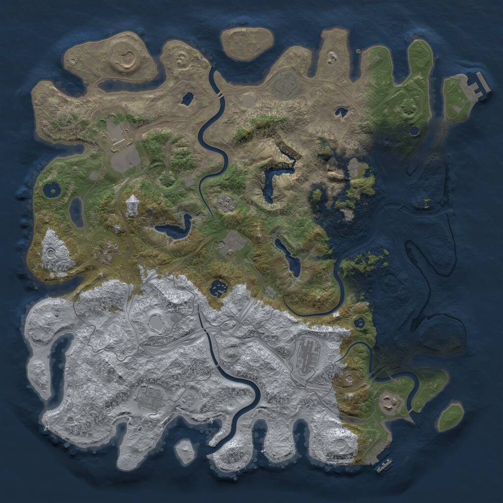 Rust Map: Procedural Map, Size: 4500, Seed: 466369165, 17 Monuments