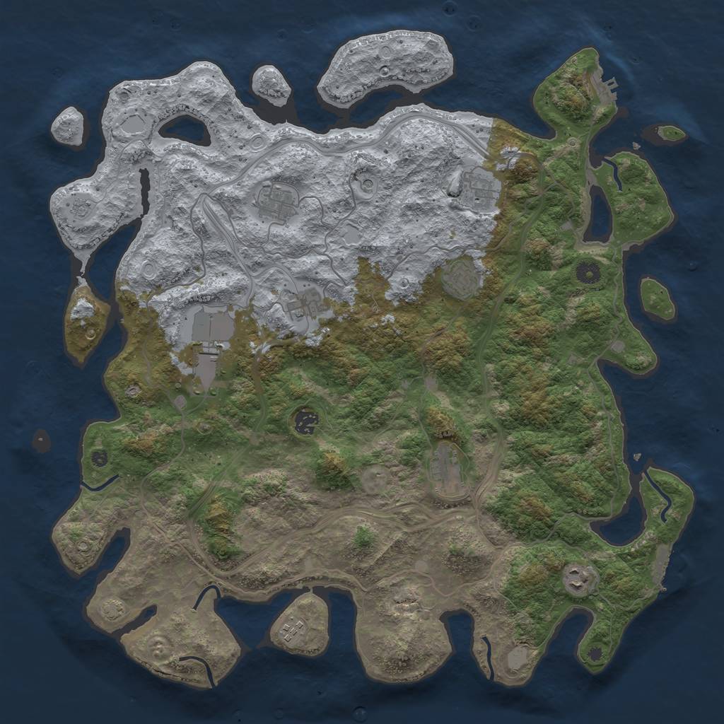 Rust Map: Procedural Map, Size: 4500, Seed: 40523, 16 Monuments