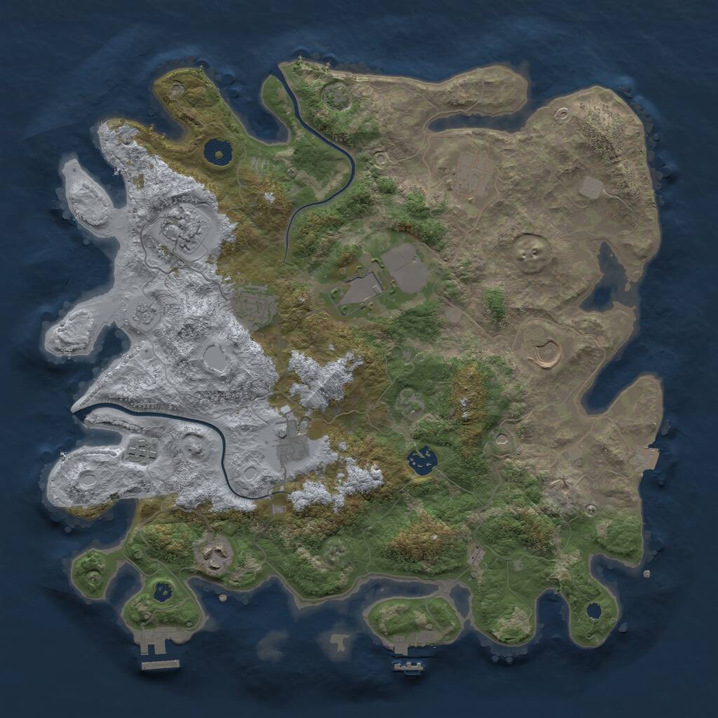 Rust Map: Procedural Map, Size: 3850, Seed: 836429099, 15 Monuments