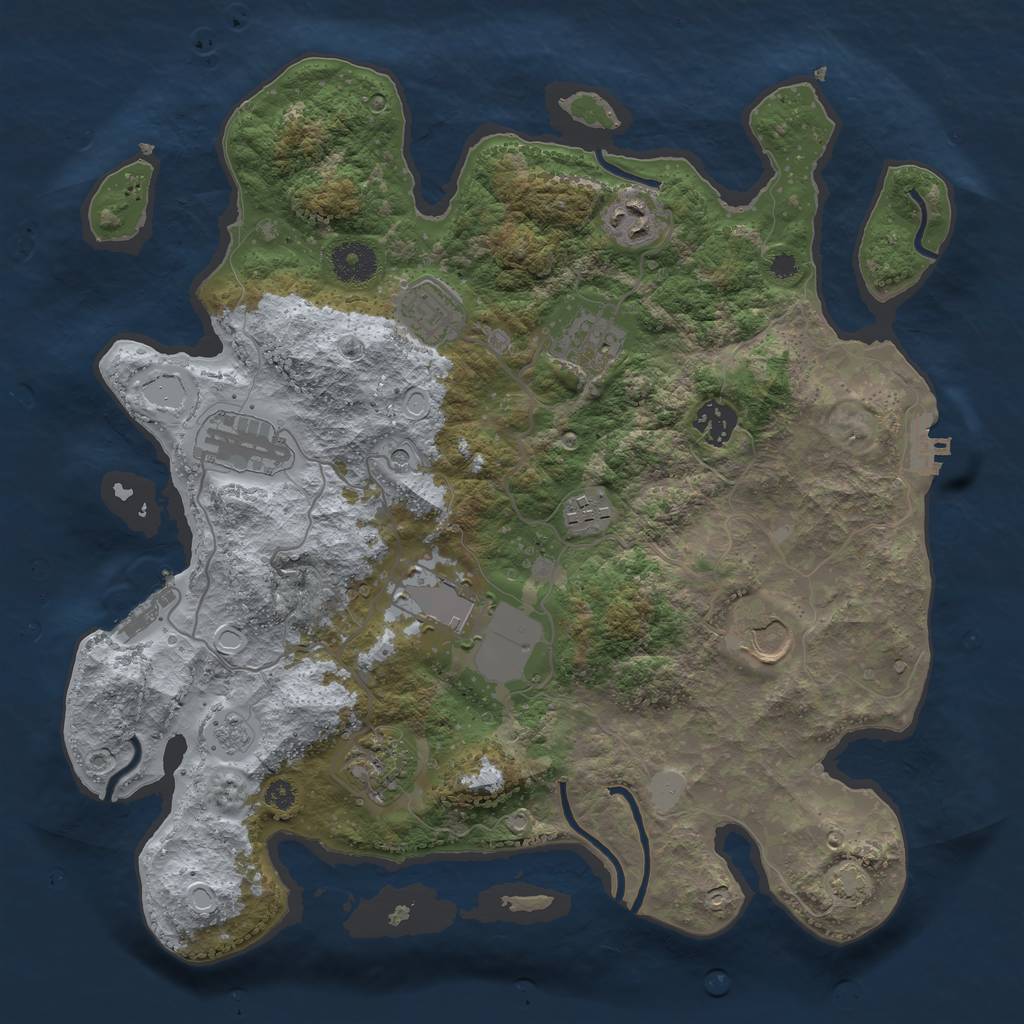 Rust Map: Procedural Map, Size: 3550, Seed: 51511212, 16 Monuments
