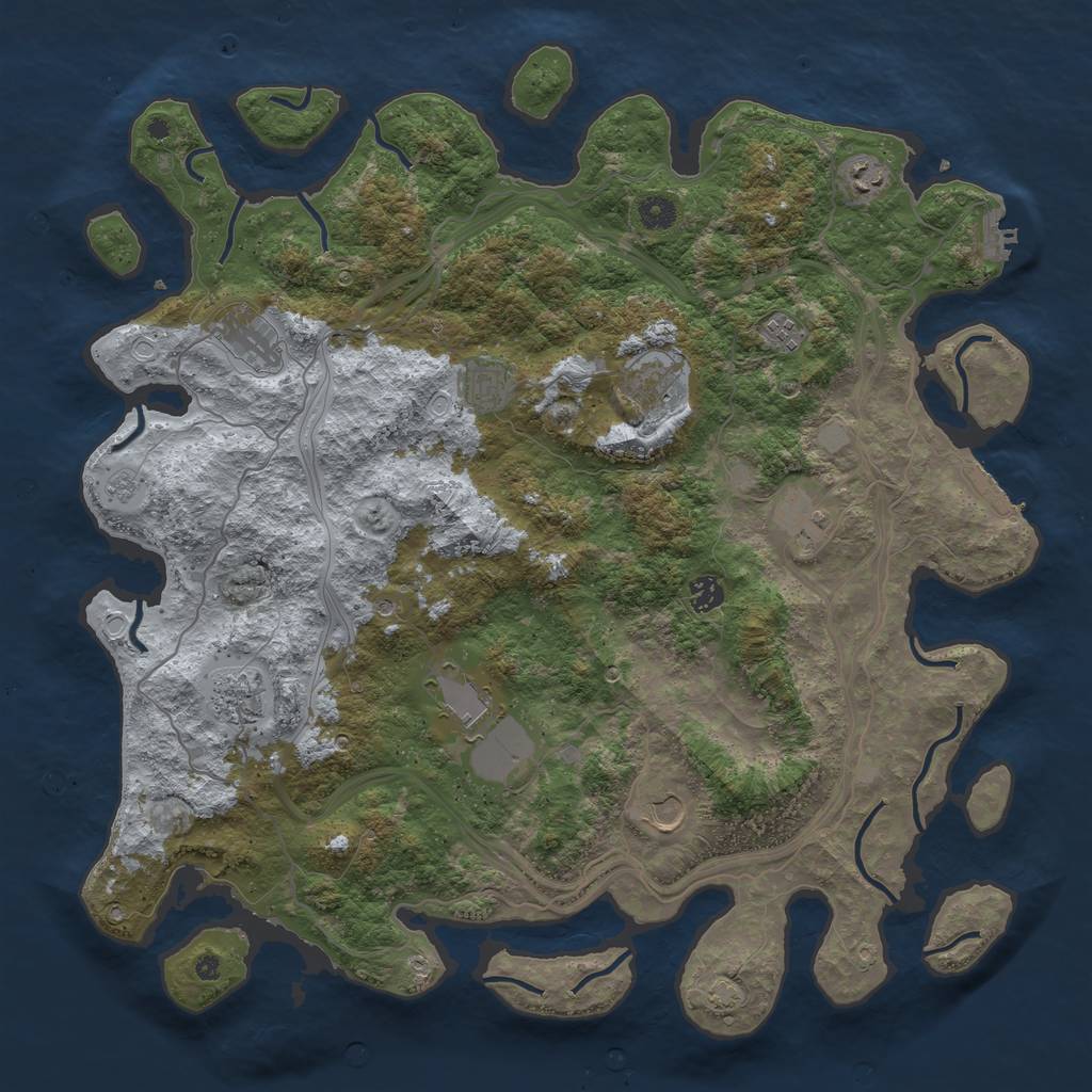 Rust Map: Procedural Map, Size: 4500, Seed: 13333022, 17 Monuments