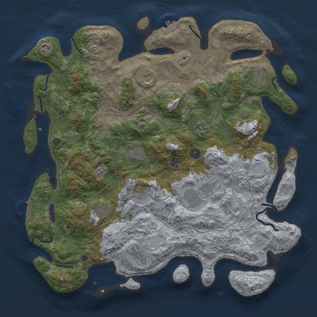 Rust Map: Procedural Map, Size: 4500, Seed: 2090971216, 18 Monuments