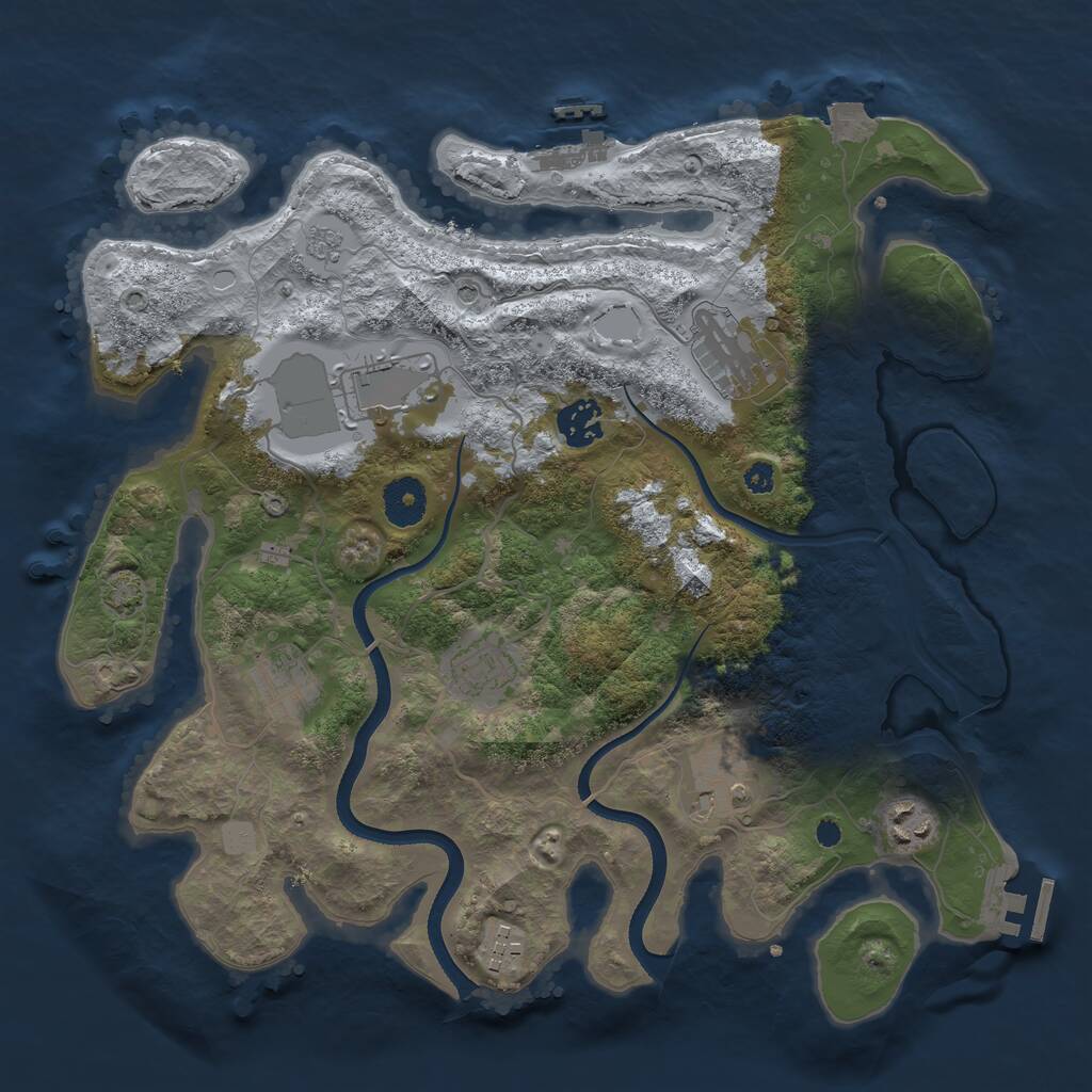 Rust Map: Procedural Map, Size: 3500, Seed: 1904610551, 14 Monuments