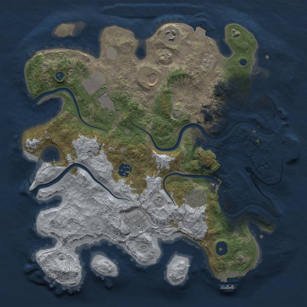Rust Map: Procedural Map, Size: 3500, Seed: 363446, 13 Monuments