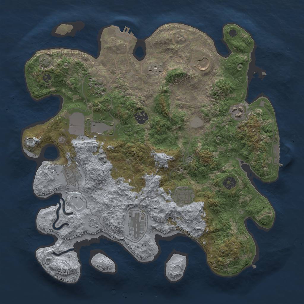 Rust Map: Procedural Map, Size: 3500, Seed: 363446, 16 Monuments