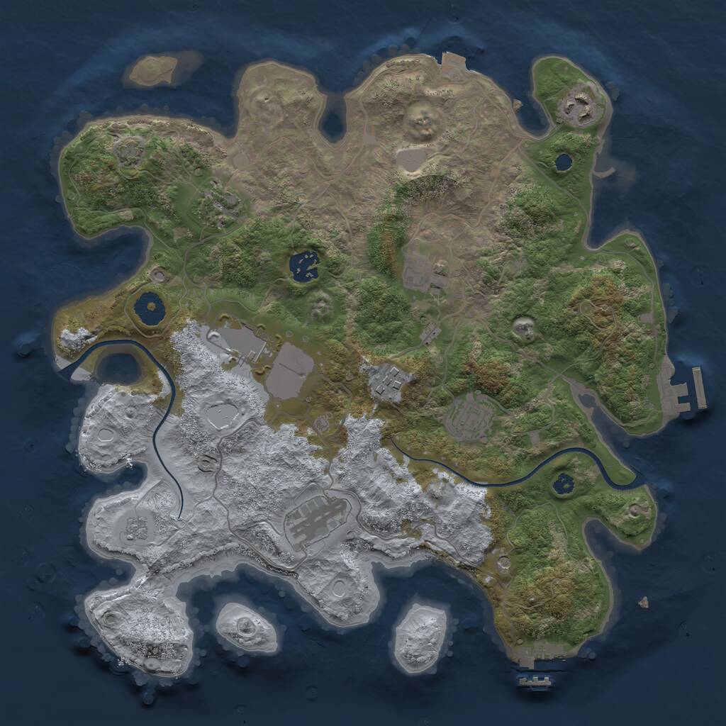 Rust Map: Procedural Map, Size: 3500, Seed: 363446, 14 Monuments