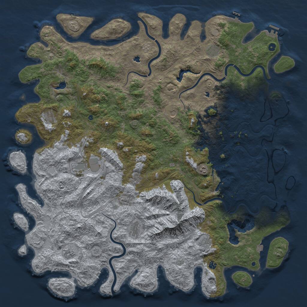 Rust Map: Procedural Map, Size: 6000, Seed: 164001207, 17 Monuments