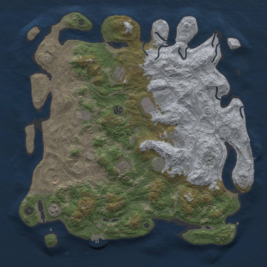 Rust Map: Procedural Map, Size: 4500, Seed: 6677766, 16 Monuments