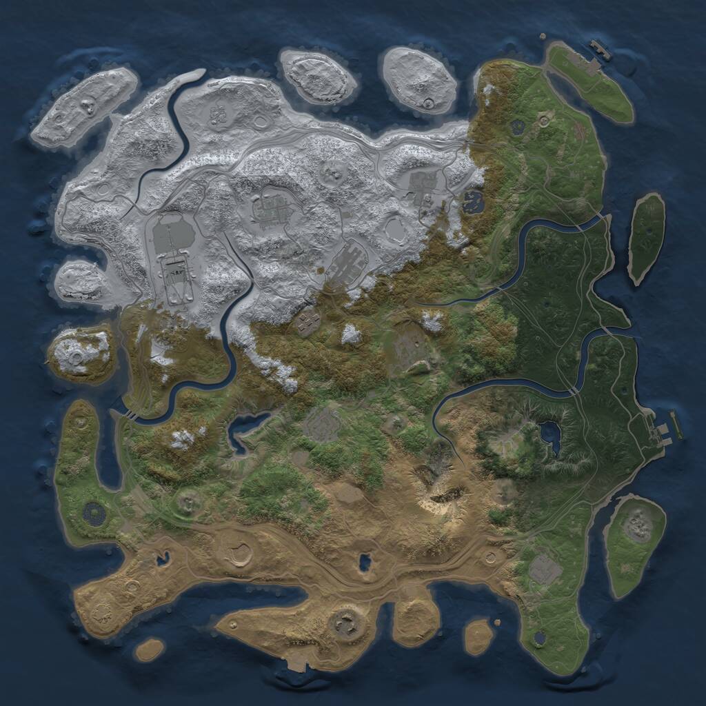 Rust Map: Procedural Map, Size: 4500, Seed: 1708373041, 19 Monuments