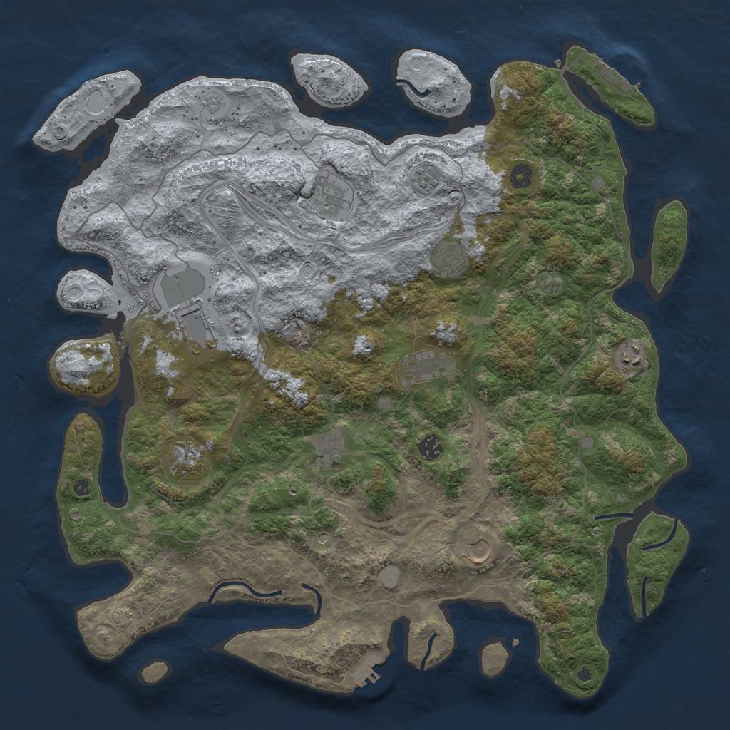 Rust Map: Procedural Map, Size: 4500, Seed: 1708373041, 18 Monuments