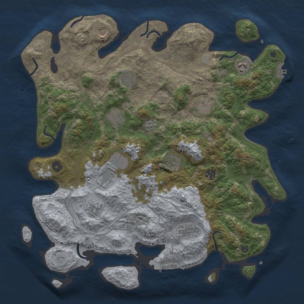Rust Map: Procedural Map, Size: 4250, Seed: 520390590, 18 Monuments