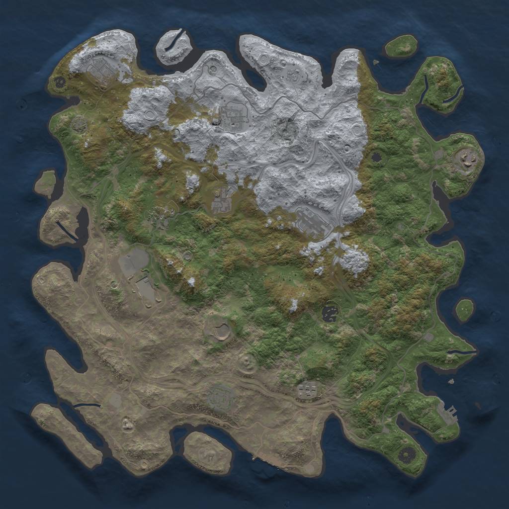 Rust Map: Procedural Map, Size: 4500, Seed: 987091299, 18 Monuments