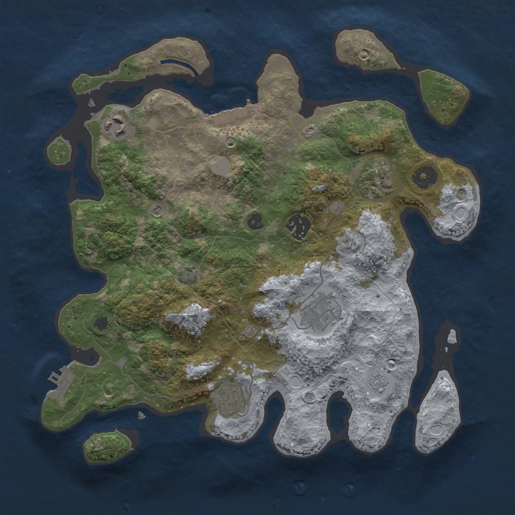 Rust Map: Procedural Map, Size: 3250, Seed: 1256362816, 12 Monuments