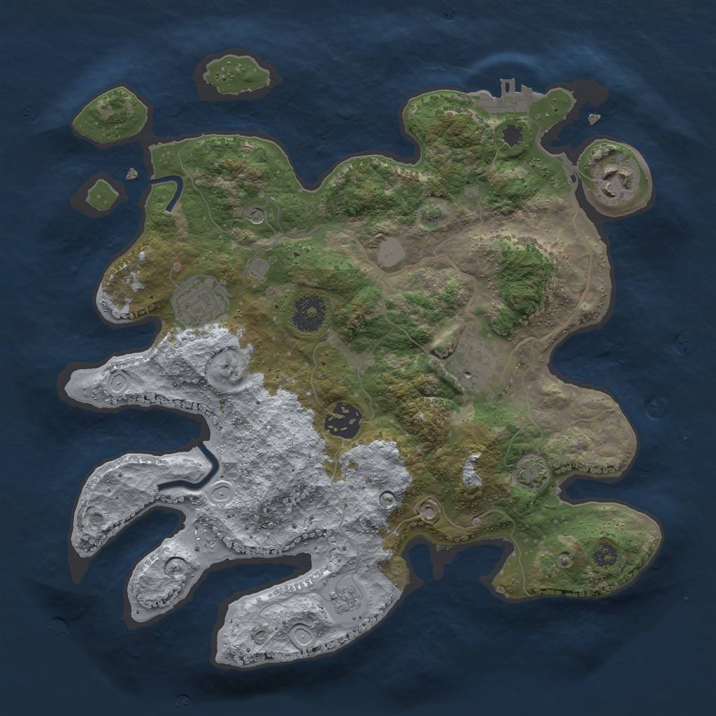 Rust Map: Procedural Map, Size: 3000, Seed: 1552819446, 10 Monuments