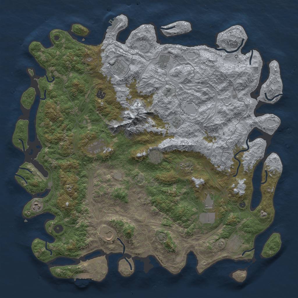 Rust Map: Procedural Map, Size: 5000, Seed: 443573, 19 Monuments