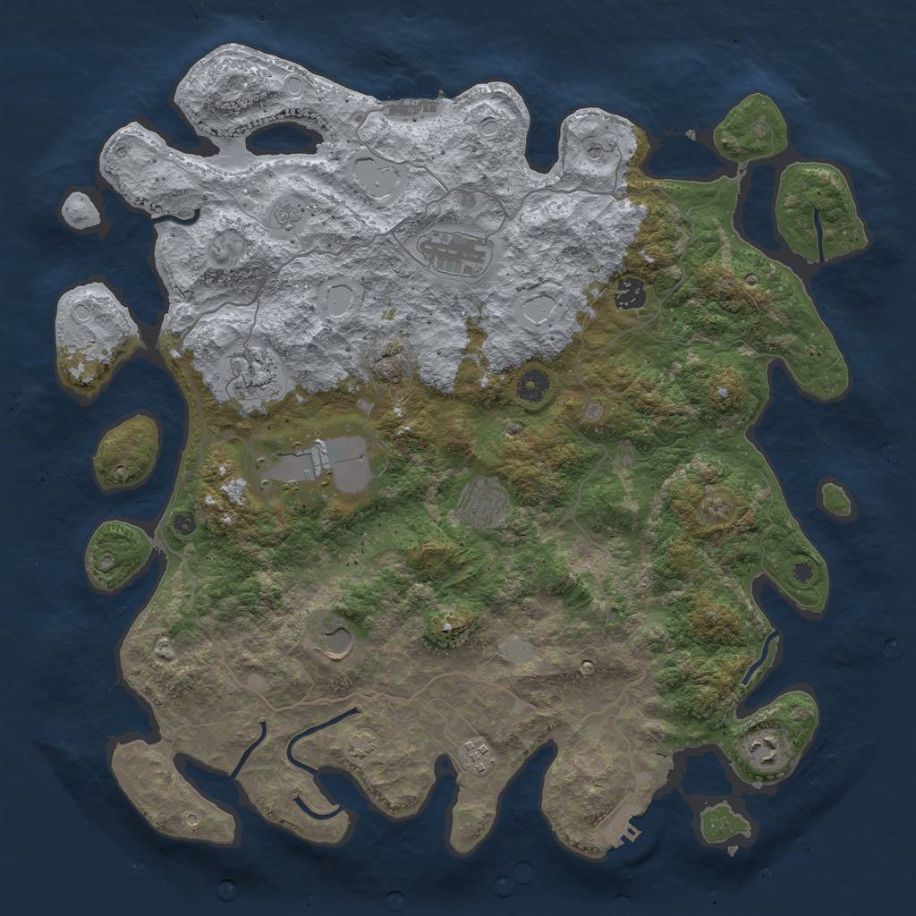 Rust Map: Procedural Map, Size: 4200, Seed: 248258, 16 Monuments