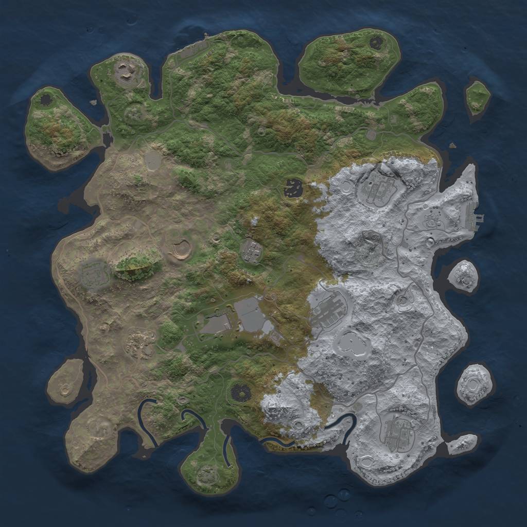 Rust Map: Procedural Map, Size: 4000, Seed: 34746748, 17 Monuments