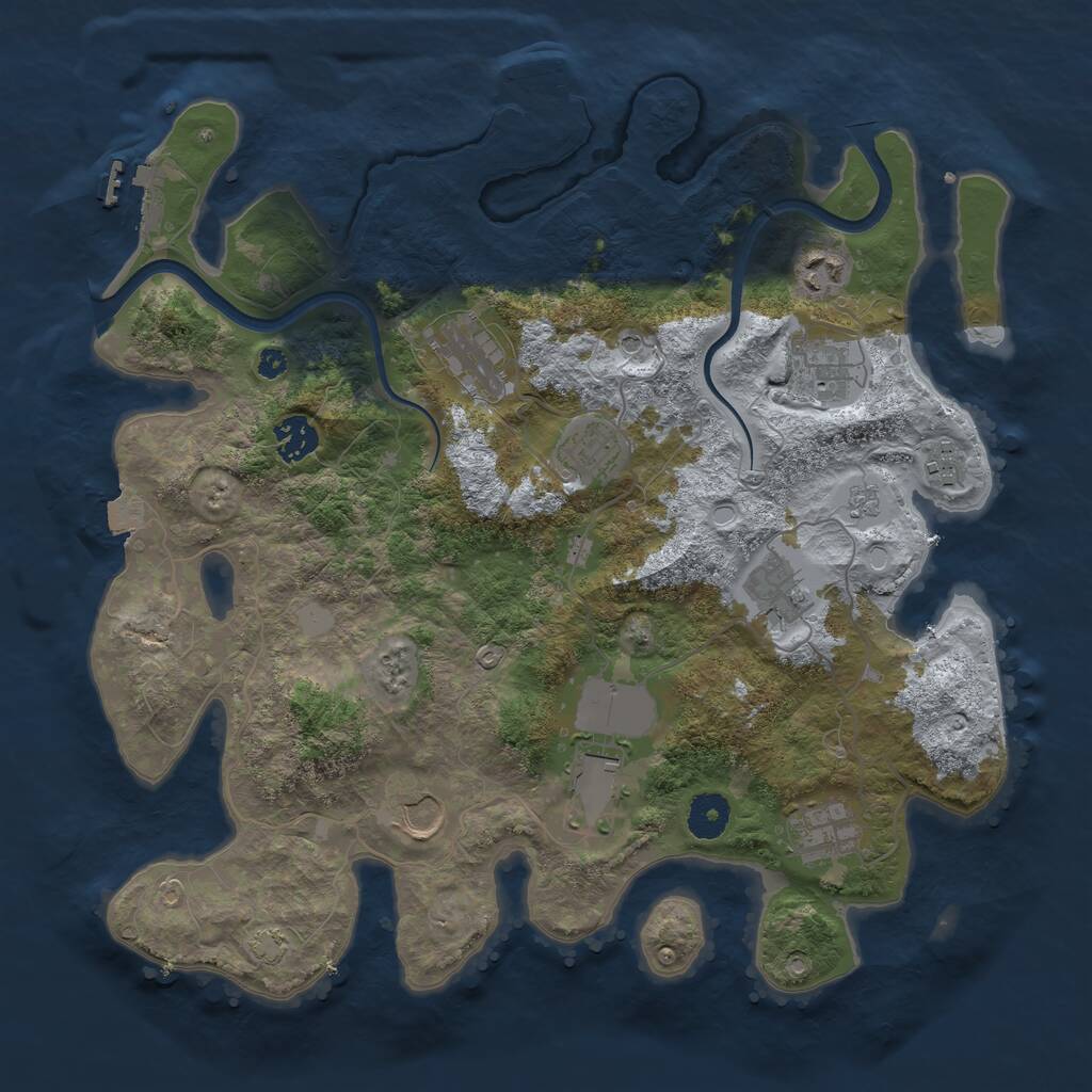 Rust Map: Procedural Map, Size: 3700, Seed: 1466576124, 16 Monuments
