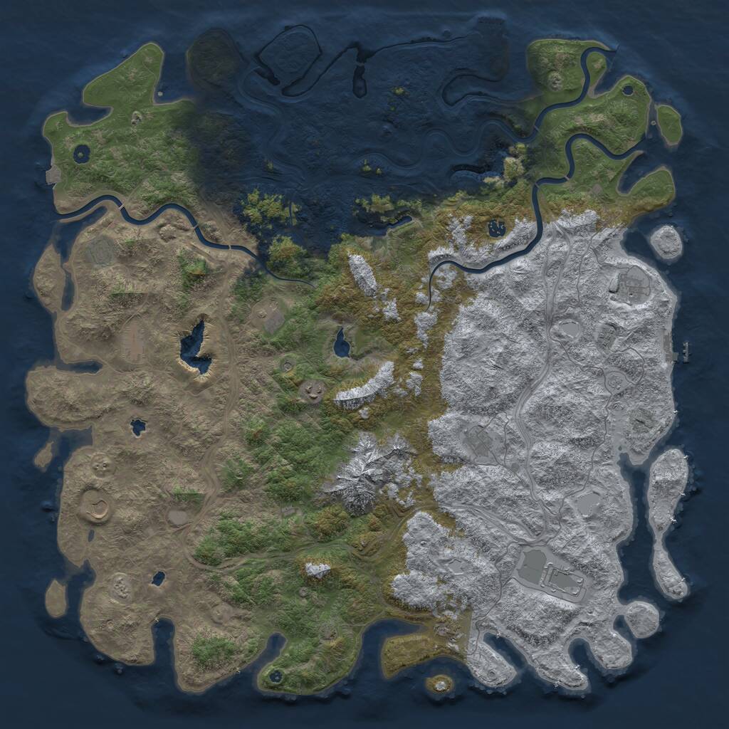 Rust Map: Procedural Map, Size: 6000, Seed: 2068430854, 17 Monuments