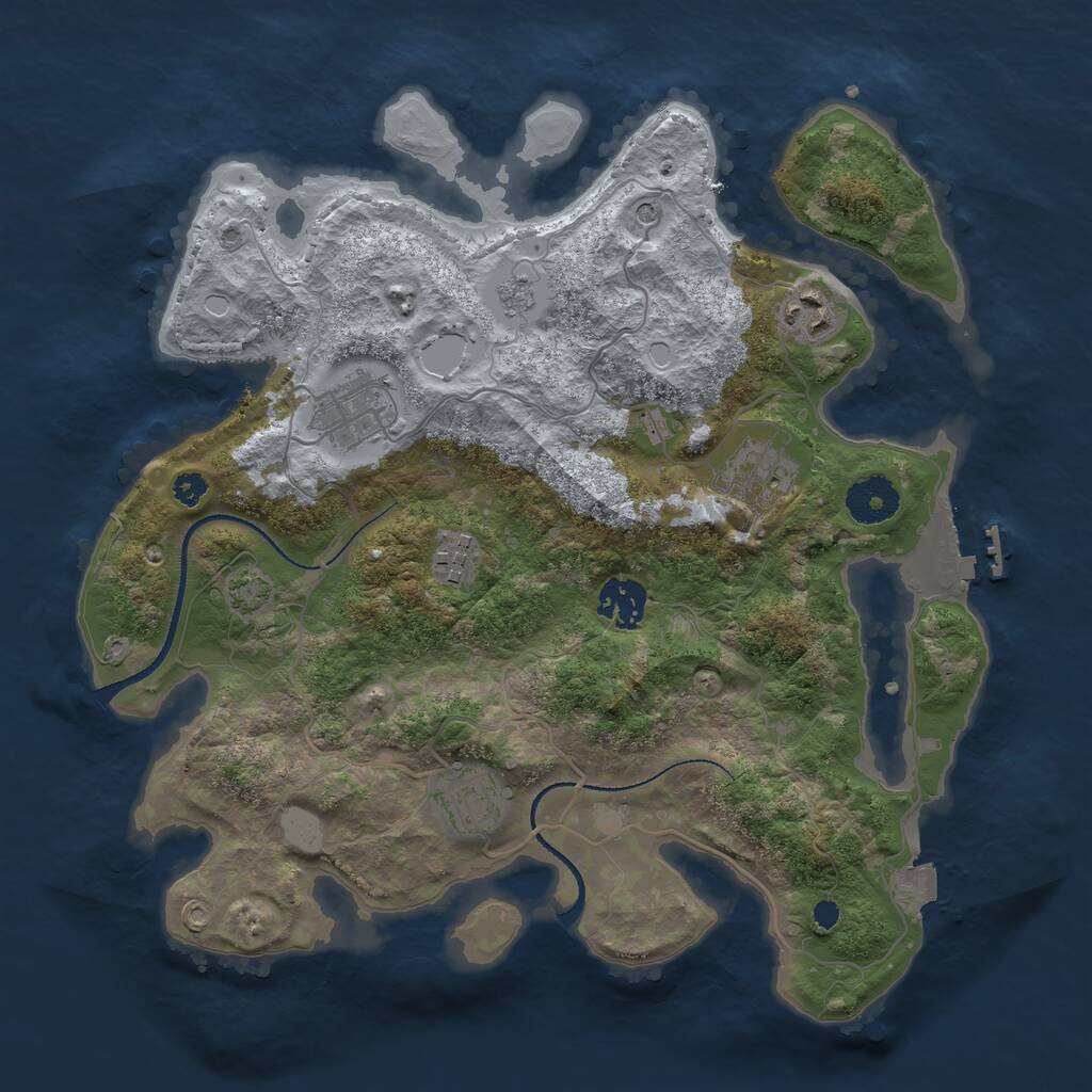 Rust Map: Procedural Map, Size: 3300, Seed: 770588650, 11 Monuments