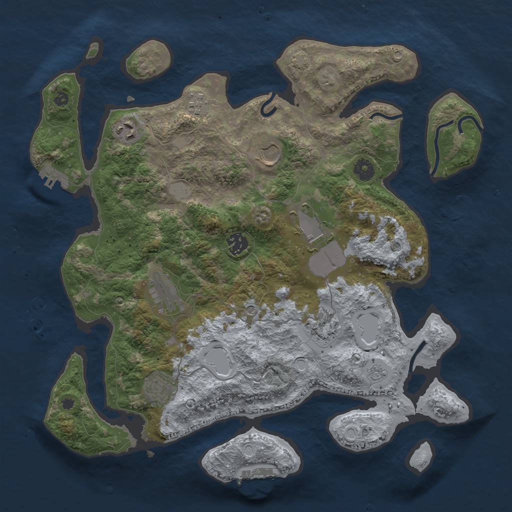 Rust Map: Procedural Map, Size: 3600, Seed: 2028674559, 15 Monuments