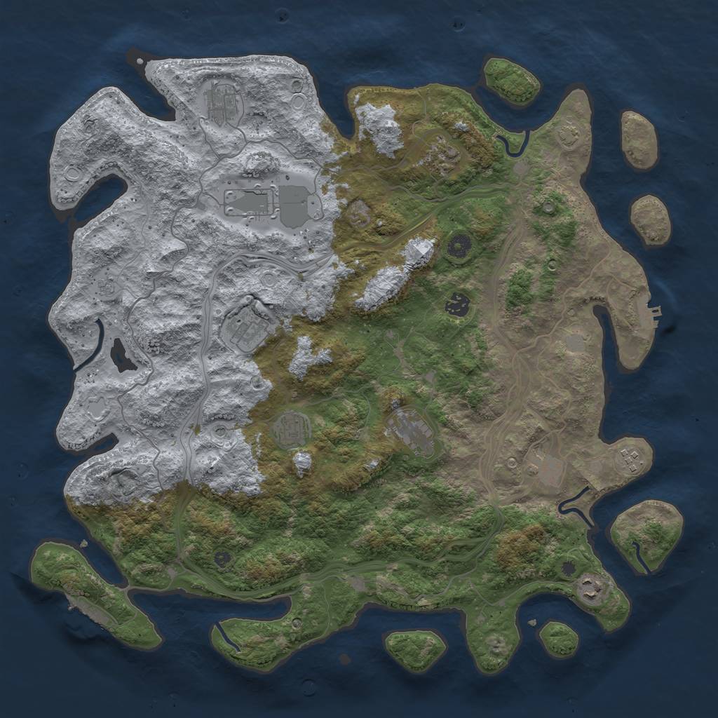Rust Map: Procedural Map, Size: 4500, Seed: 506239601, 17 Monuments