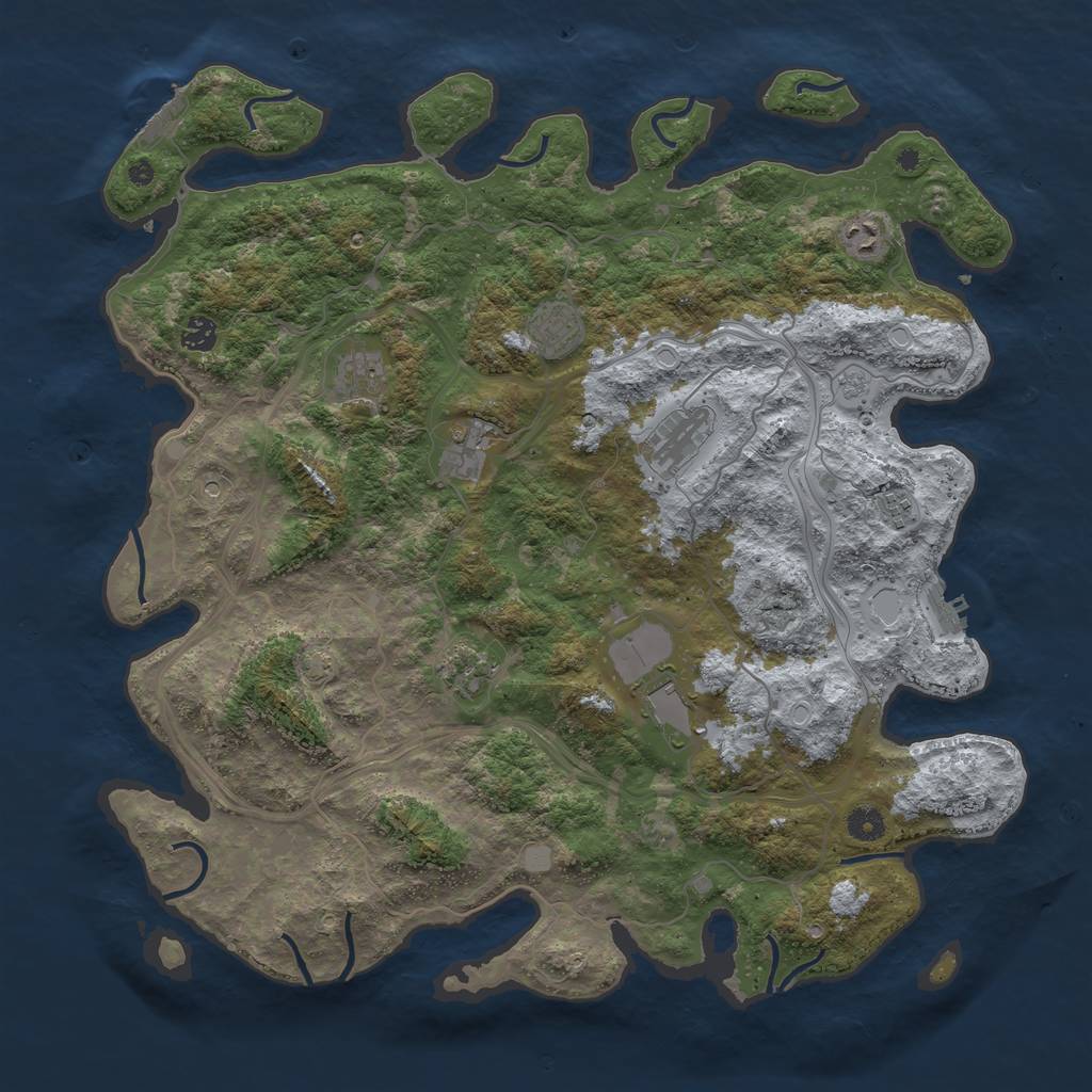 Rust Map: Procedural Map, Size: 4500, Seed: 1068102201, 16 Monuments