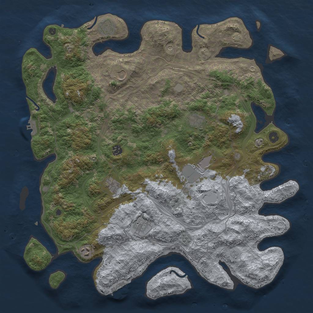 Rust Map: Procedural Map, Size: 4500, Seed: 1358048895, 17 Monuments