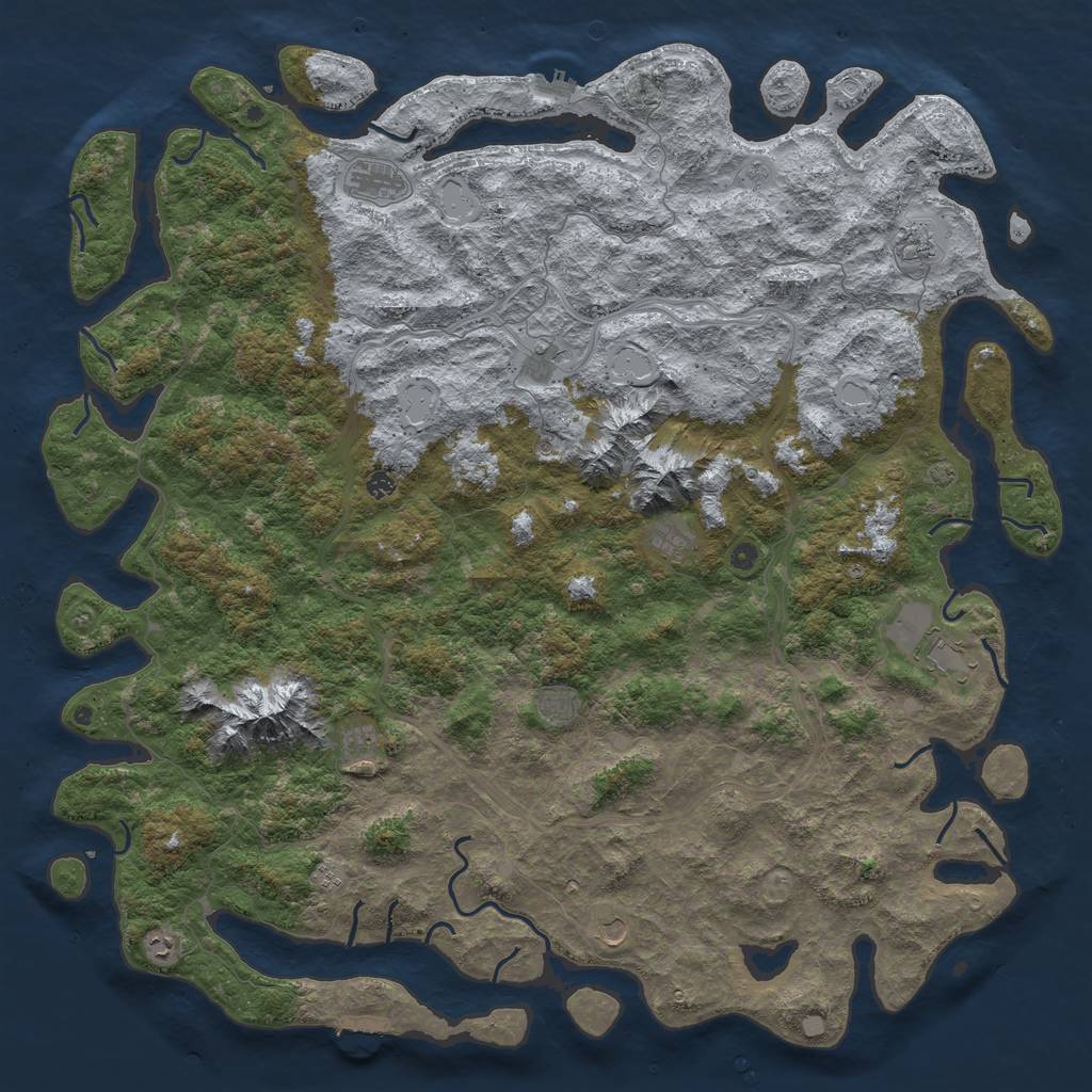 Rust Map: Procedural Map, Size: 6000, Seed: 810514, 18 Monuments