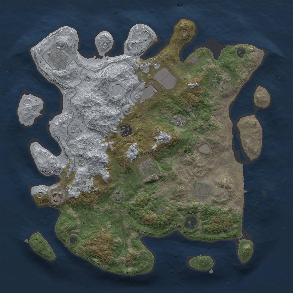 Rust Map: Procedural Map, Size: 3500, Seed: 165586872, 14 Monuments