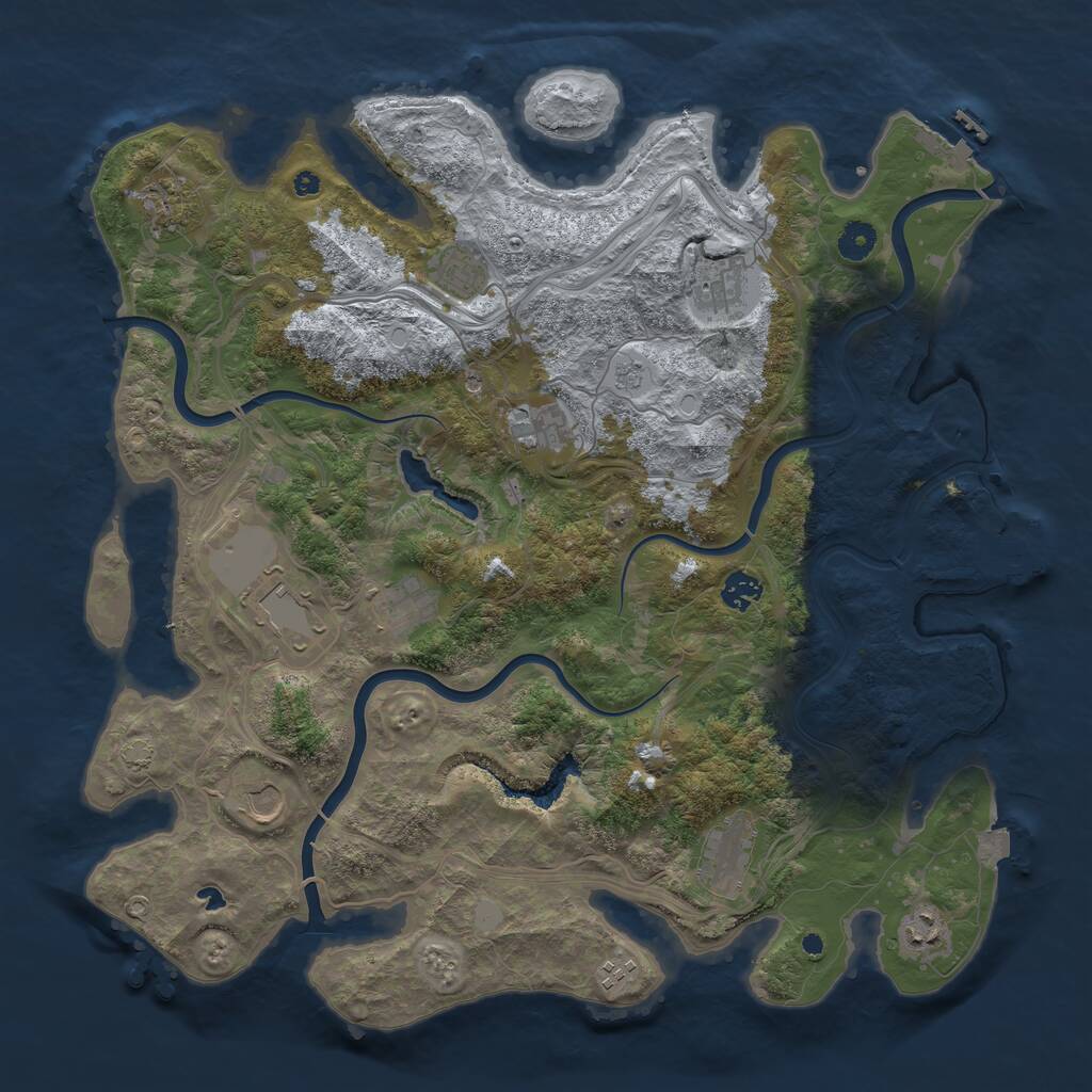 Rust Map: Procedural Map, Size: 4250, Seed: 1466145026, 17 Monuments