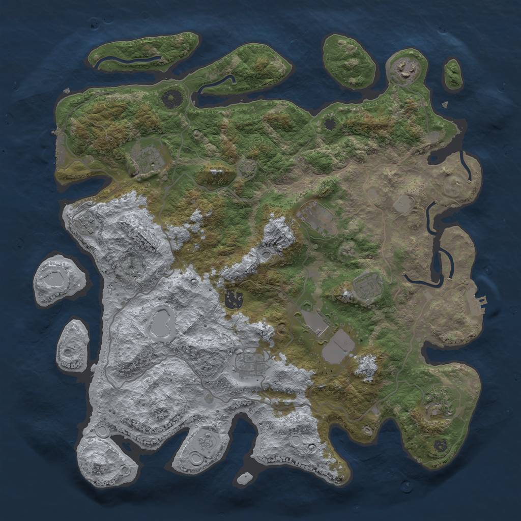 Rust Map: Procedural Map, Size: 4000, Seed: 1483719625, 17 Monuments