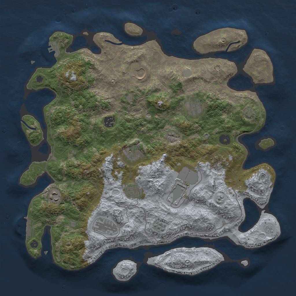 Rust Map: Procedural Map, Size: 4000, Seed: 776990956, 17 Monuments