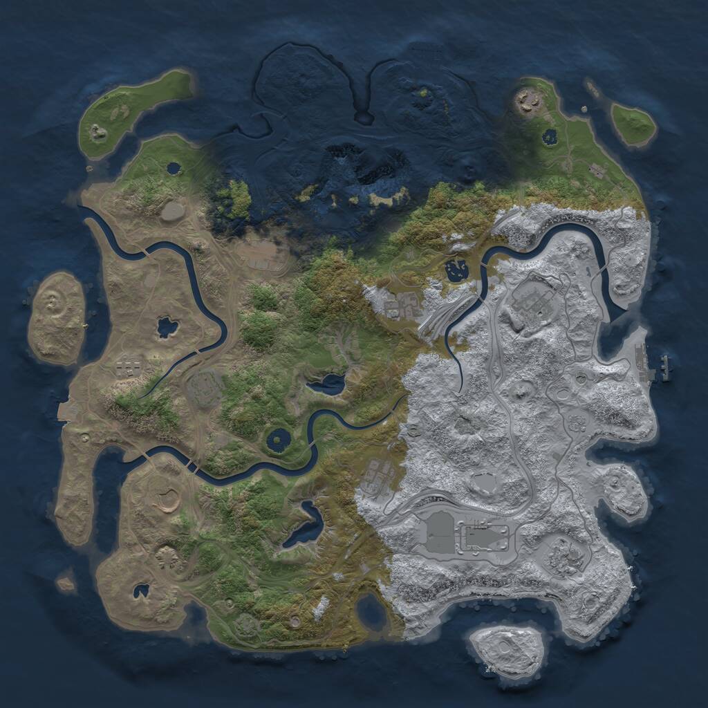 Rust Map: Procedural Map, Size: 4500, Seed: 4052023, 17 Monuments