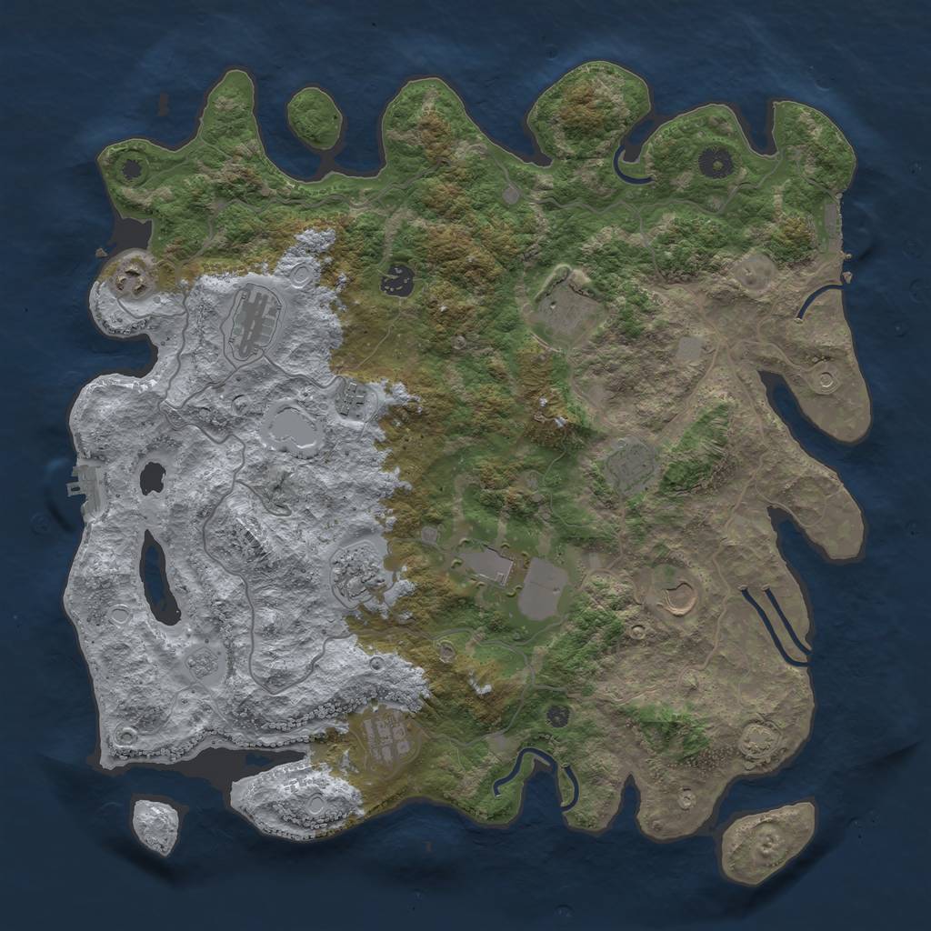 Rust Map: Procedural Map, Size: 4200, Seed: 1088907344, 17 Monuments