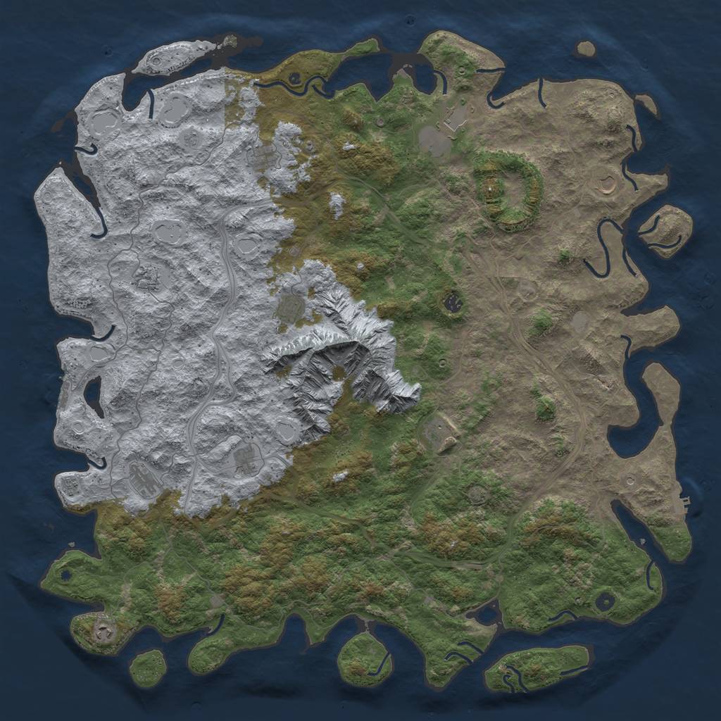 Rust Map: Procedural Map, Size: 6000, Seed: 89668, 18 Monuments