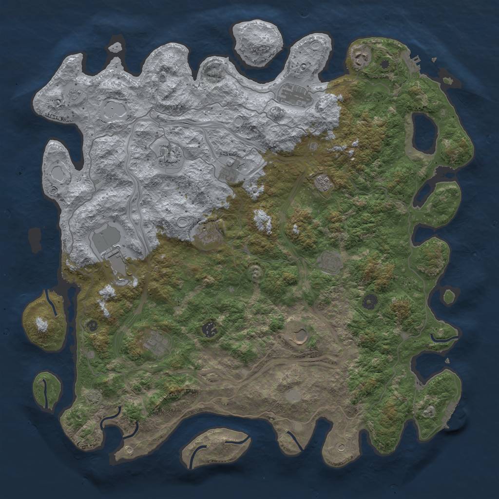 Rust Map: Procedural Map, Size: 4800, Seed: 1308262099, 18 Monuments