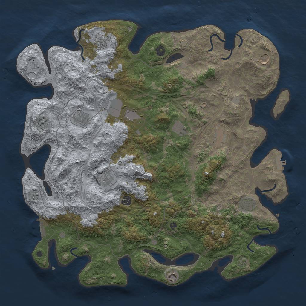 Rust Map: Procedural Map, Size: 4500, Seed: 215880293, 18 Monuments