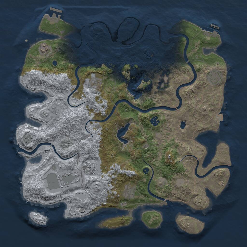 Rust Map: Procedural Map, Size: 4050, Seed: 1729931323, 15 Monuments