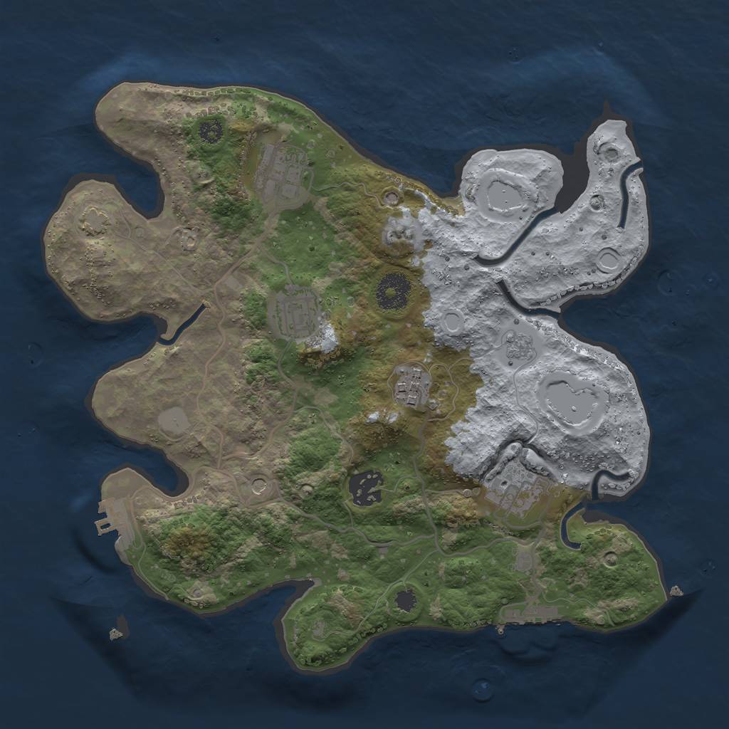 Rust Map: Procedural Map, Size: 3000, Seed: 52023, 12 Monuments