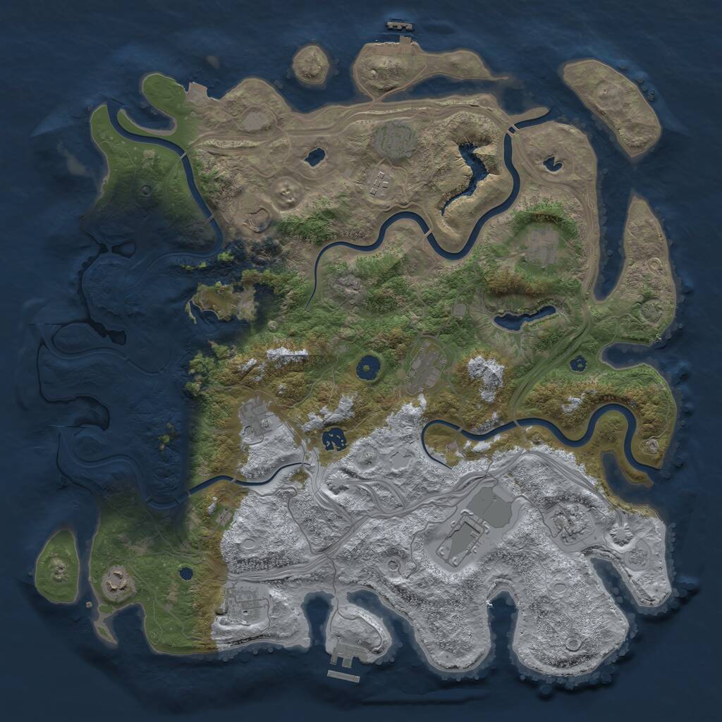 Rust Map: Procedural Map, Size: 4500, Seed: 1630267255, 17 Monuments