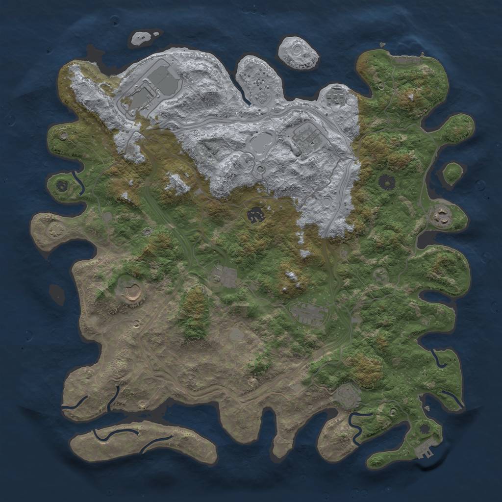 Rust Map: Procedural Map, Size: 4500, Seed: 491891858, 16 Monuments