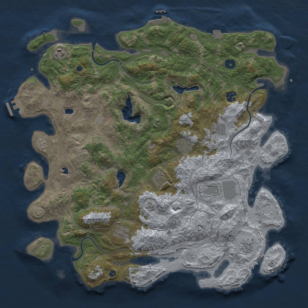 Rust Map: Procedural Map, Size: 4500, Seed: 4896, 15 Monuments