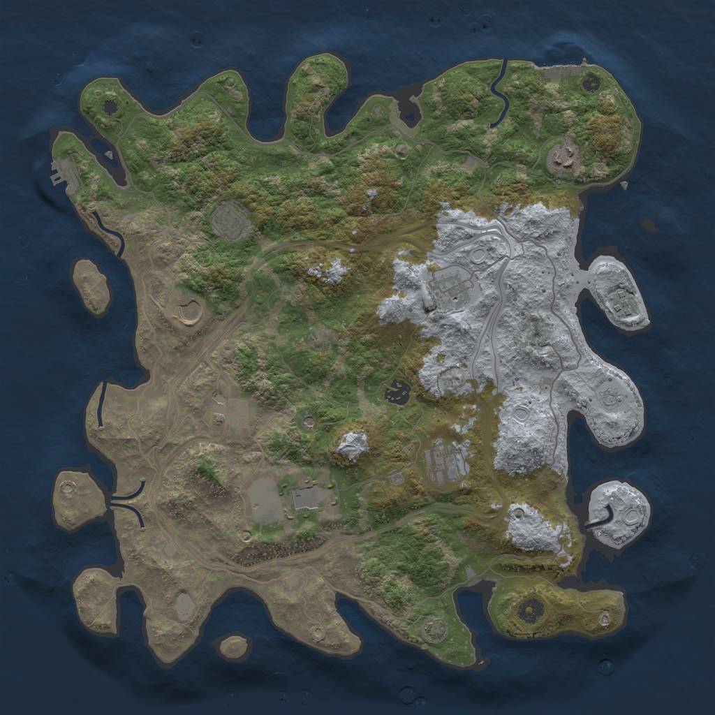 Rust Map: Procedural Map, Size: 4250, Seed: 1091773835, 16 Monuments