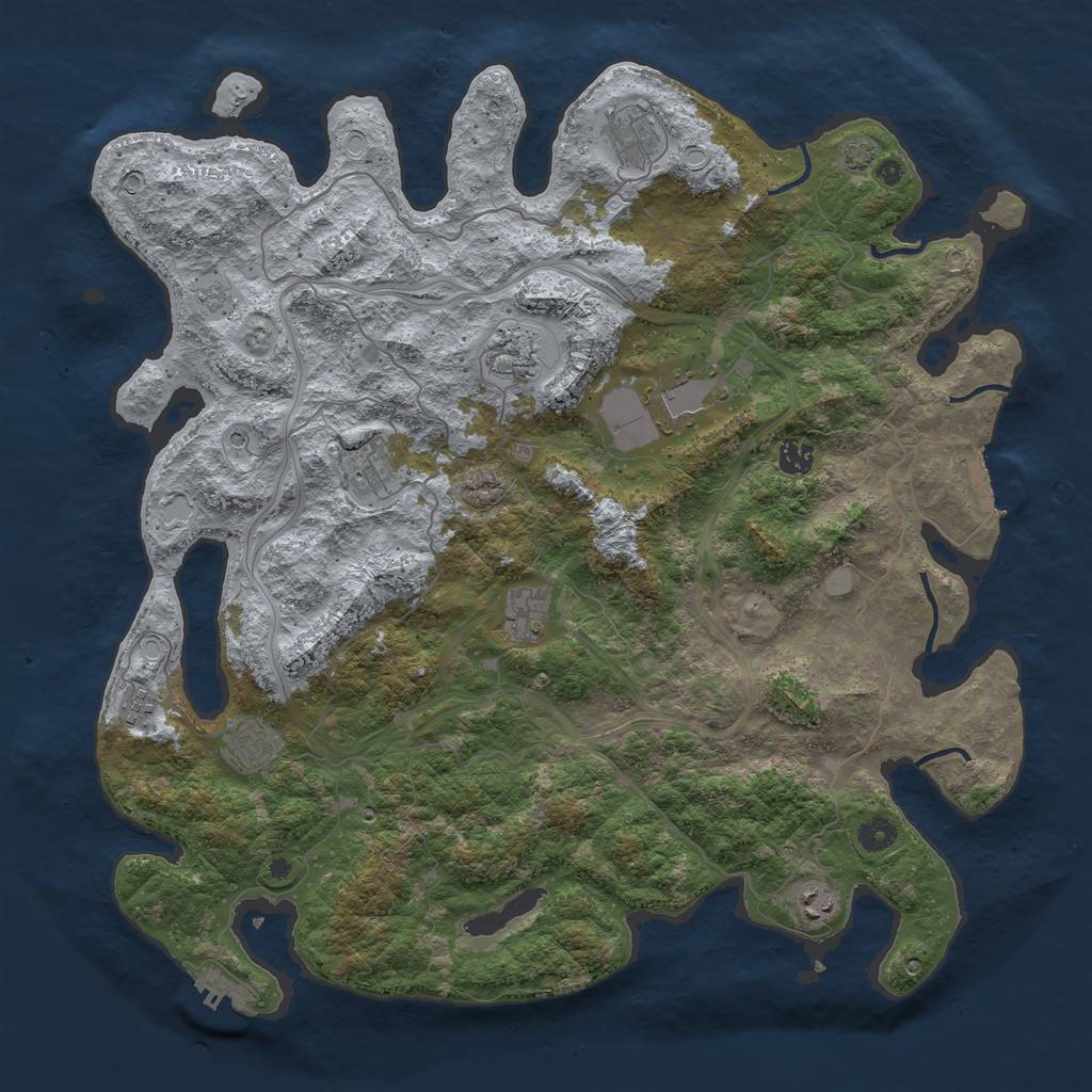 Rust Map: Procedural Map, Size: 4500, Seed: 1951997747, 16 Monuments